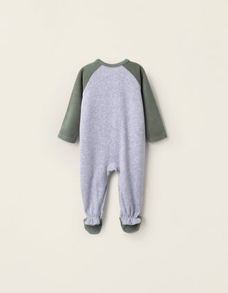 Grenouillère en Velours pour Bébé Garçon 'Dinosaure', Vert/Gris