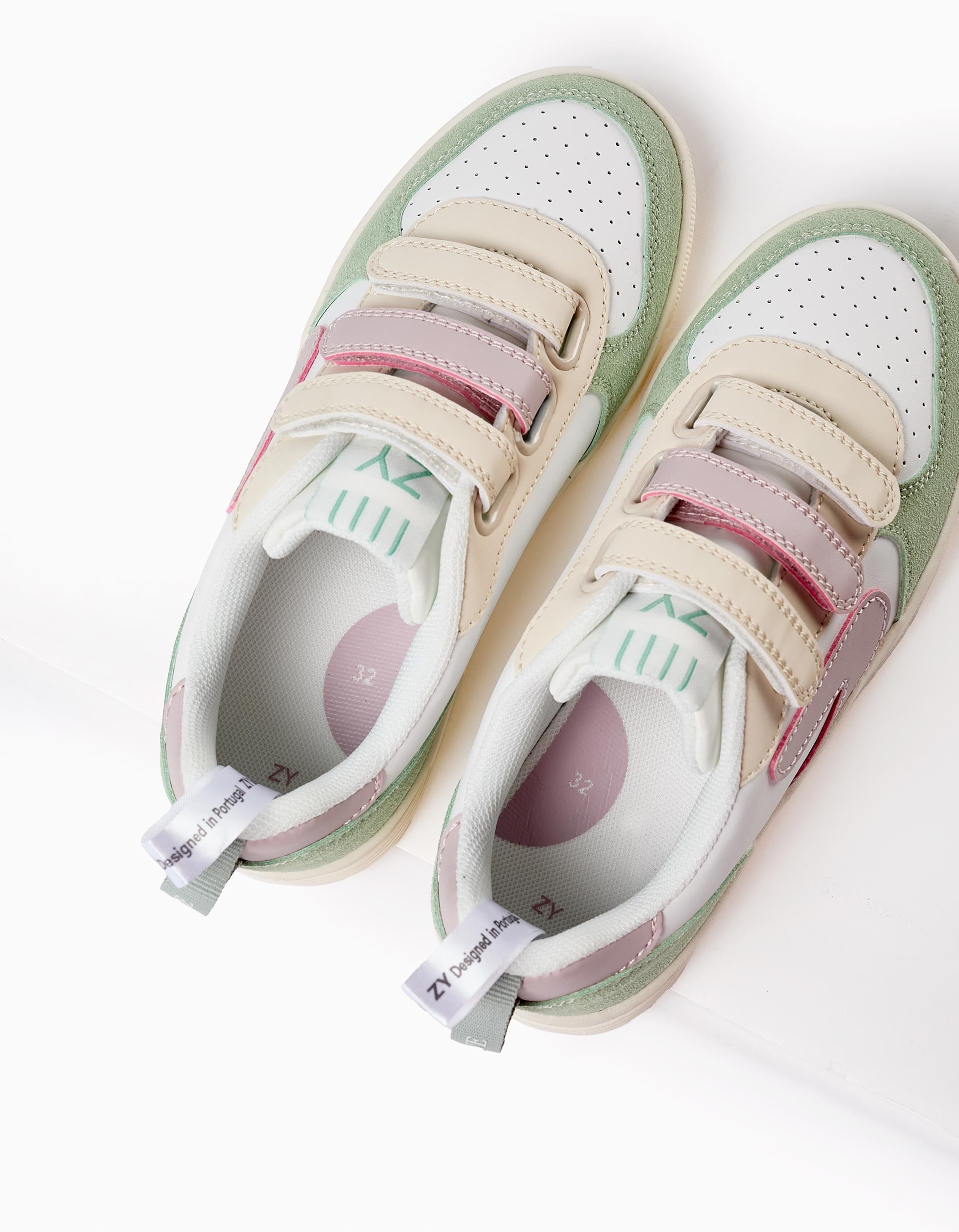 Trainers for Girls 'ZY Move', White/Pink/Green