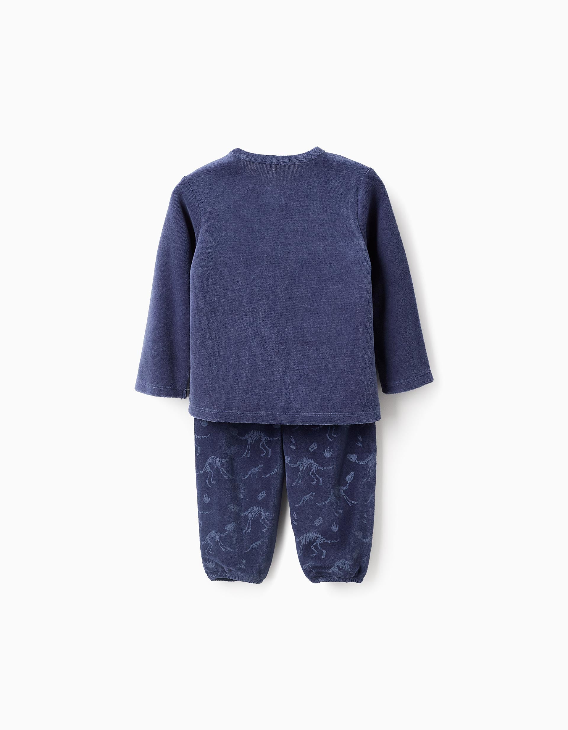 Glow-in-the-Dark Velours Pyjama Set for Baby Boys 'Dinosaurs', Blue