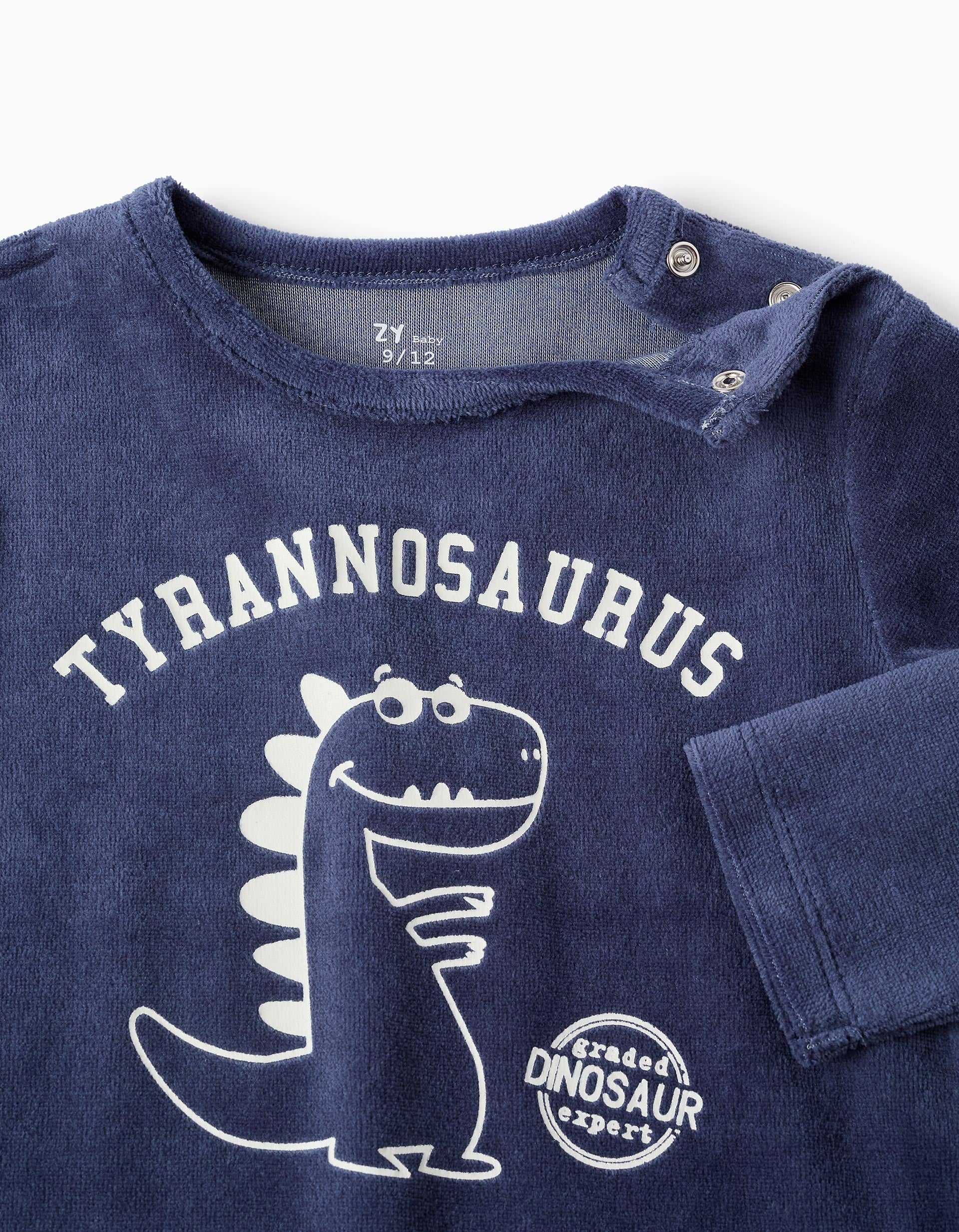 Glow-in-the-Dark Velours Pyjama Set for Baby Boys 'Dinosaurs', Blue