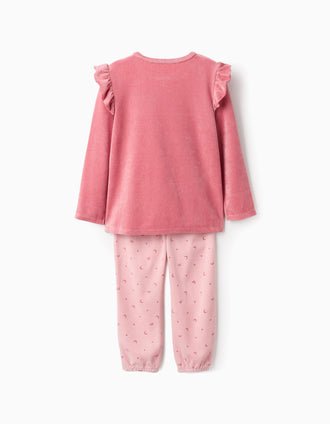 Pijama de Veludo Brilha no Escuro para Menina 'Coruja', Rosa