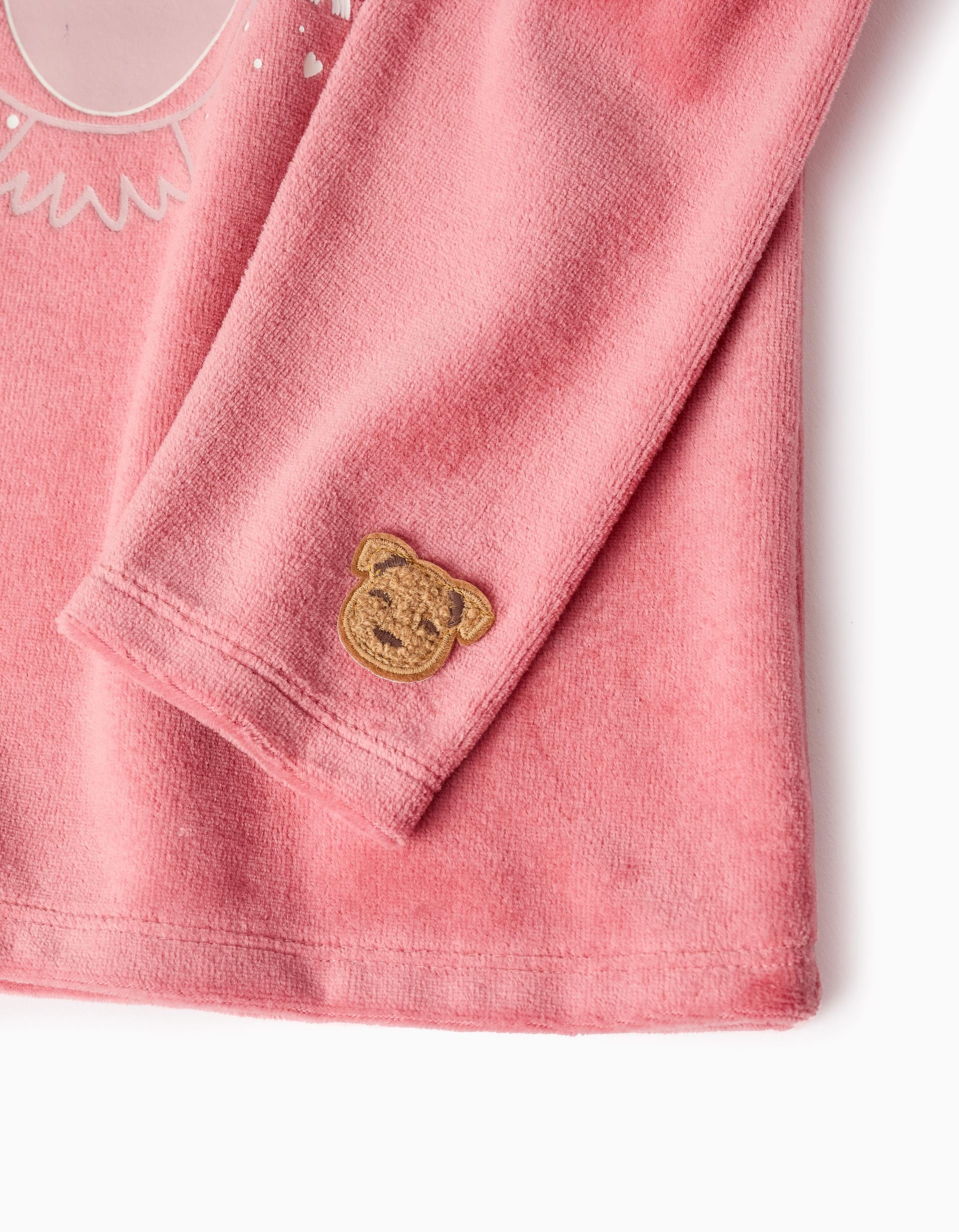 Velours Glow-in-the-Dark Pyjama for Girls 'Owl', Pink