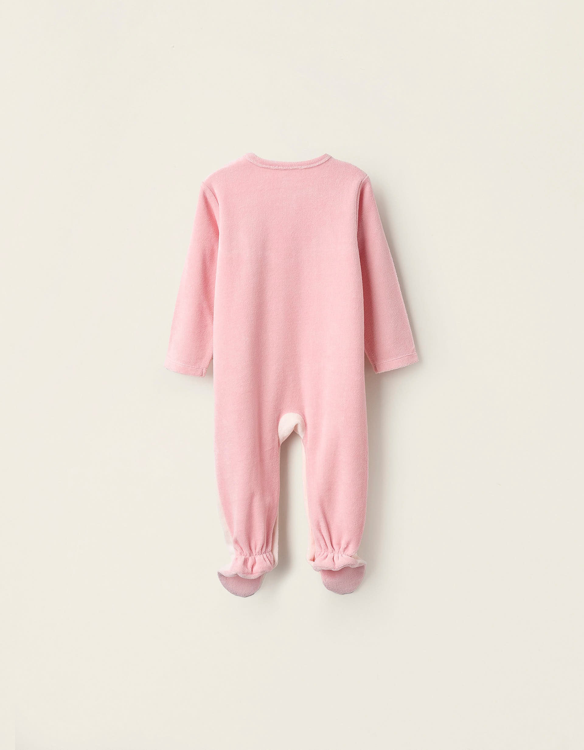 Velours Sleepsuit for Baby Girls 'Owl', Pink/White