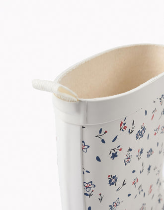 Galochas às Flores para Menina, Branco/Laranja