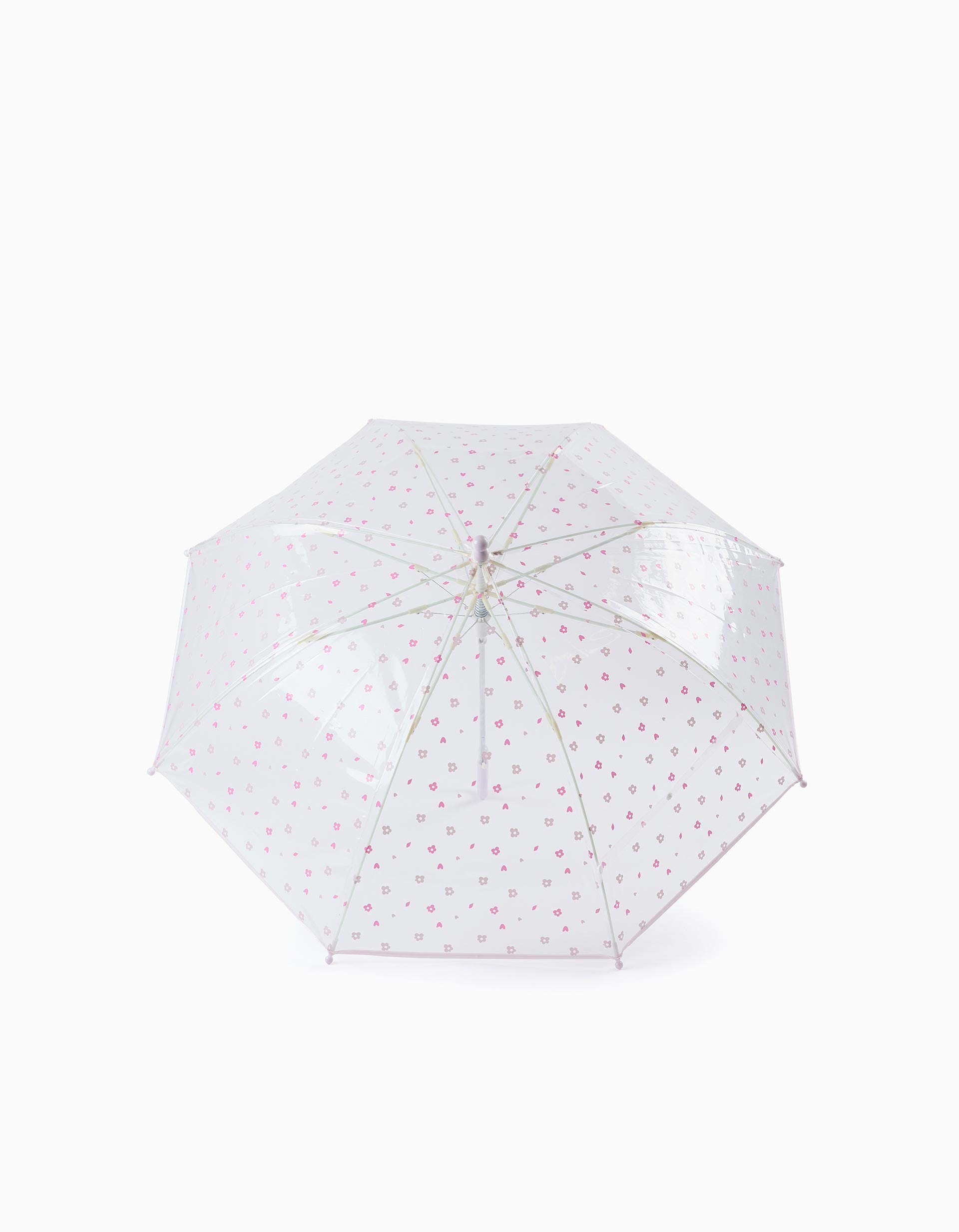 Umbrella for Babies and Girls 'Flowers', Transparent/Pink