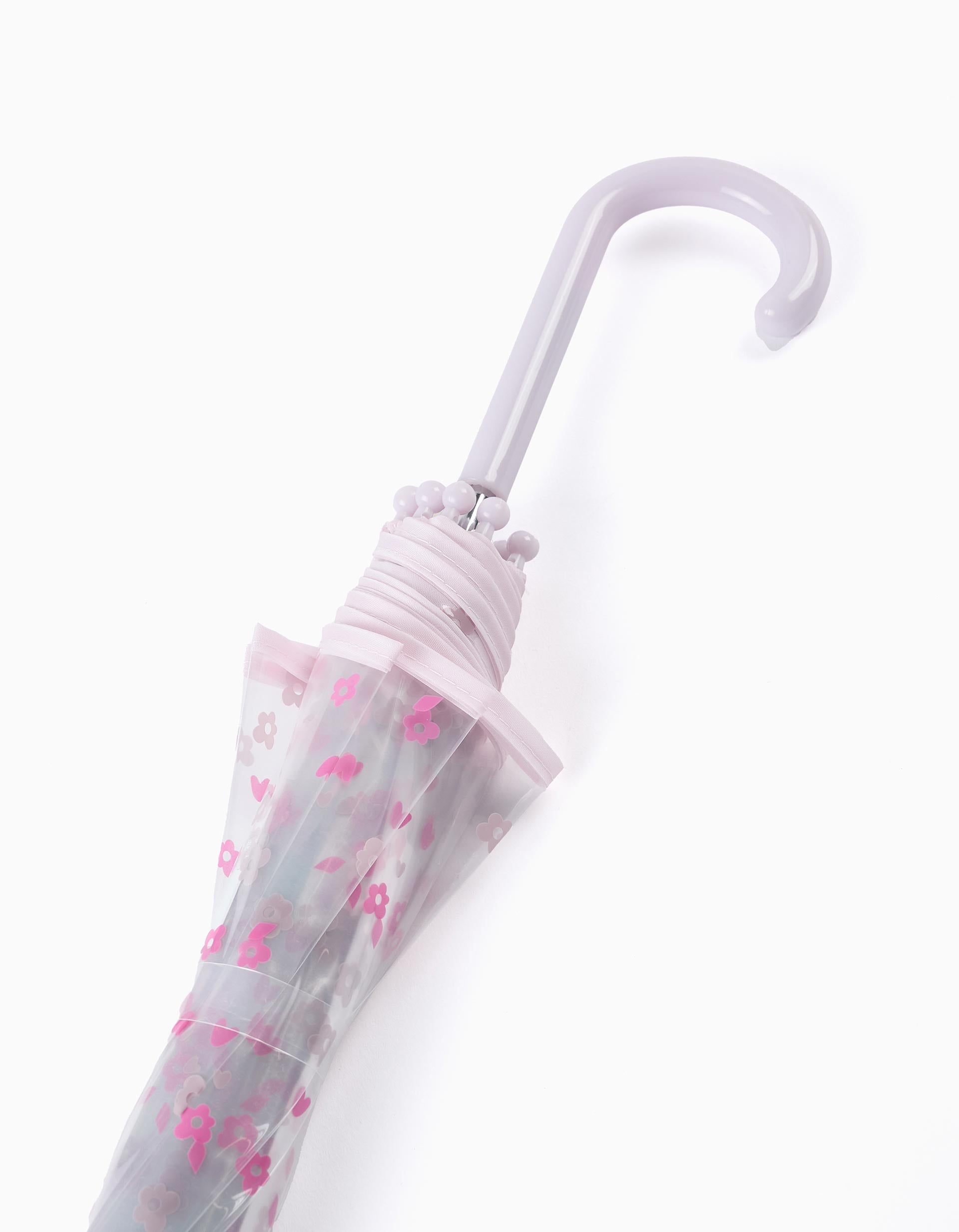 Umbrella for Babies and Girls 'Flowers', Transparent/Pink