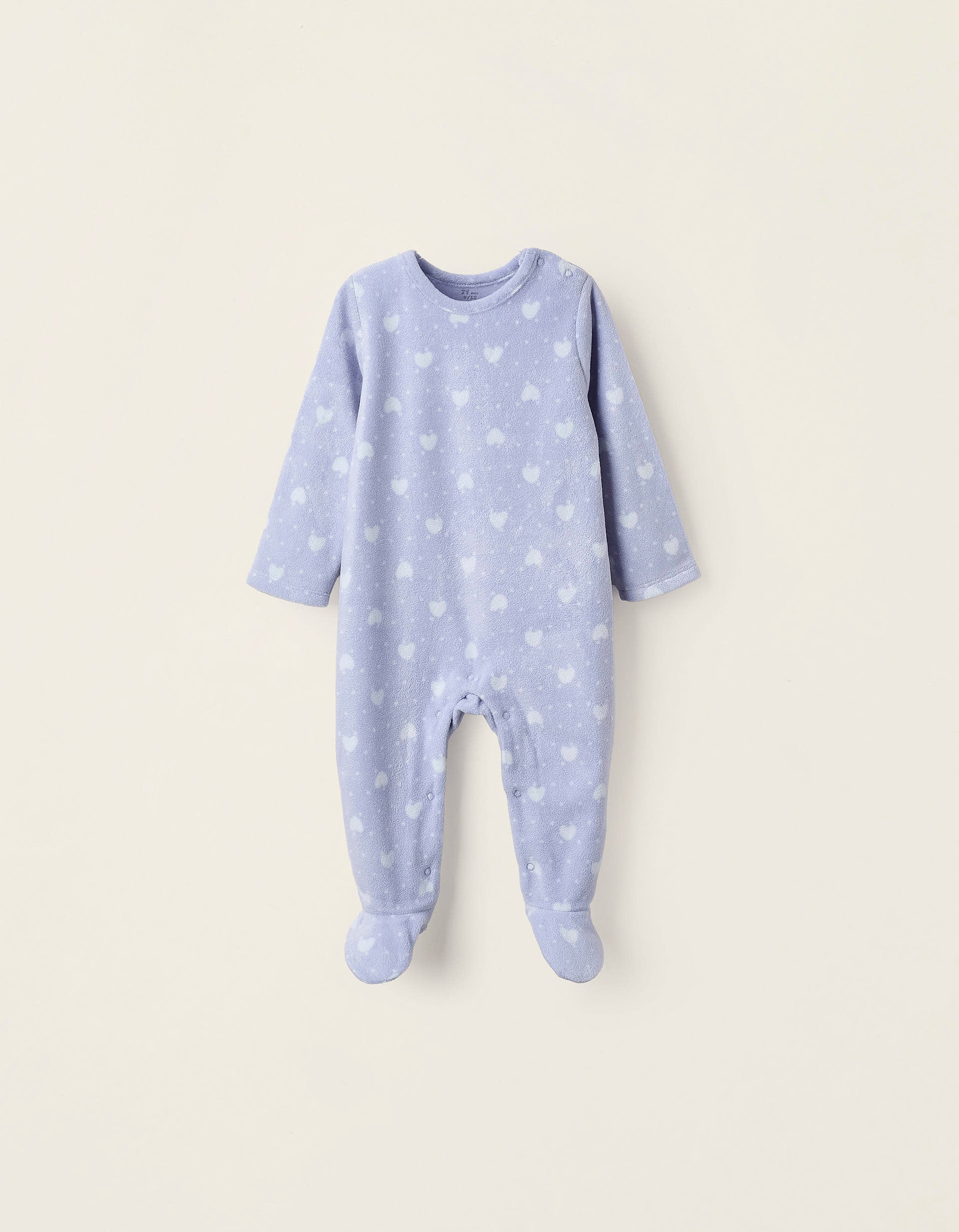 Polar Sleepsuit with Hearts for Newborn Girls, Lilac