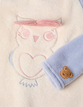 Pijama Felpudo para Menina 'Coruja', Branco/Azul