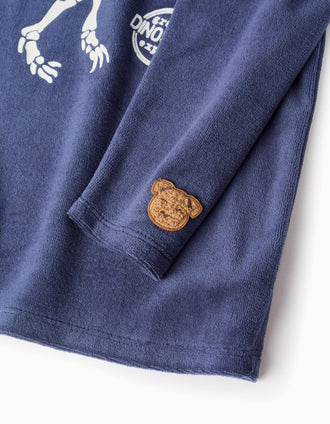 Pijama de Terciopelo Brilla en la Oscuridad para Niño 'Dinosaurios', Azul