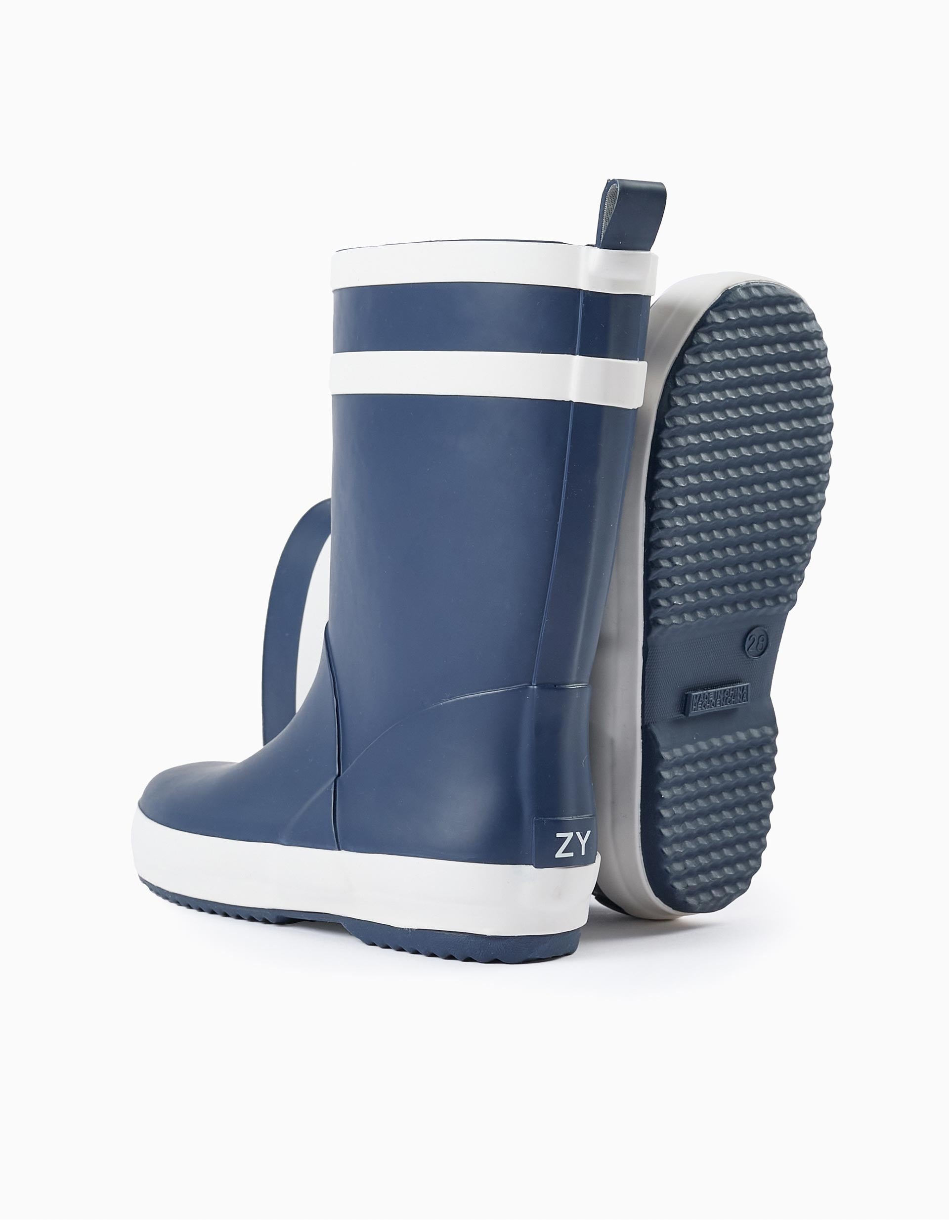 Striped Wellies for Children, Dark Blue