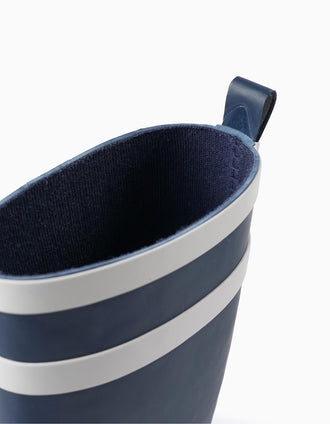 Bottes de Pluie à Rayures pour Enfant, Bleu Foncé