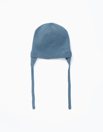 Bonnet avec Lanières Latérales pour Nouveau-né, Turquoise
