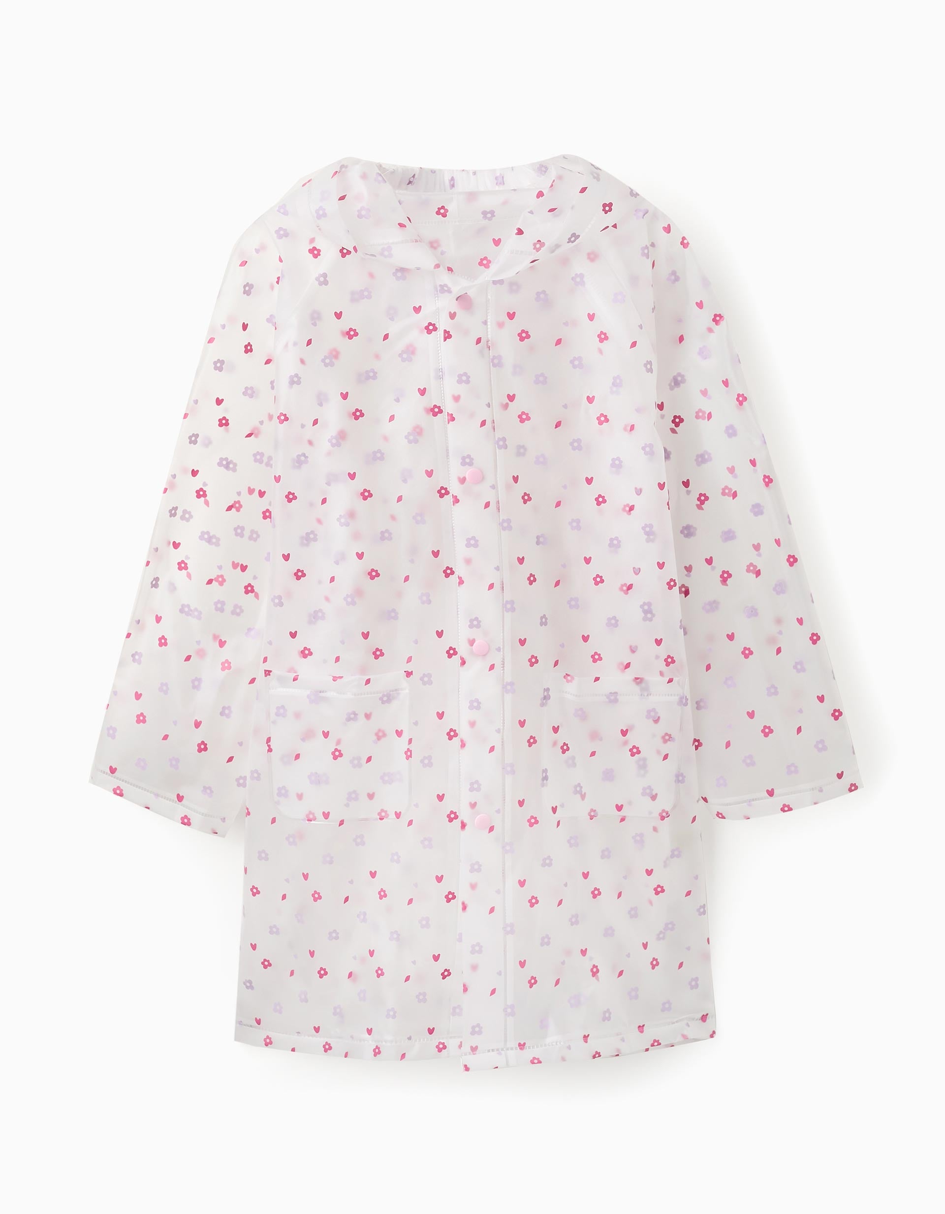 Floral Rain Poncho for Girls, Transparent