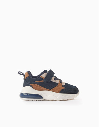 Zapatillas con Luces para Bebé Niño 'ZY Superlight Runner', Camel/Azul