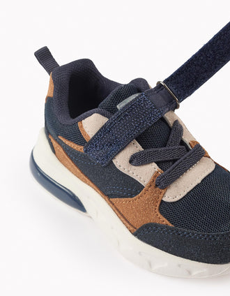 Zapatillas con Luces para Bebé Niño 'ZY Superlight Runner', Camel/Azul