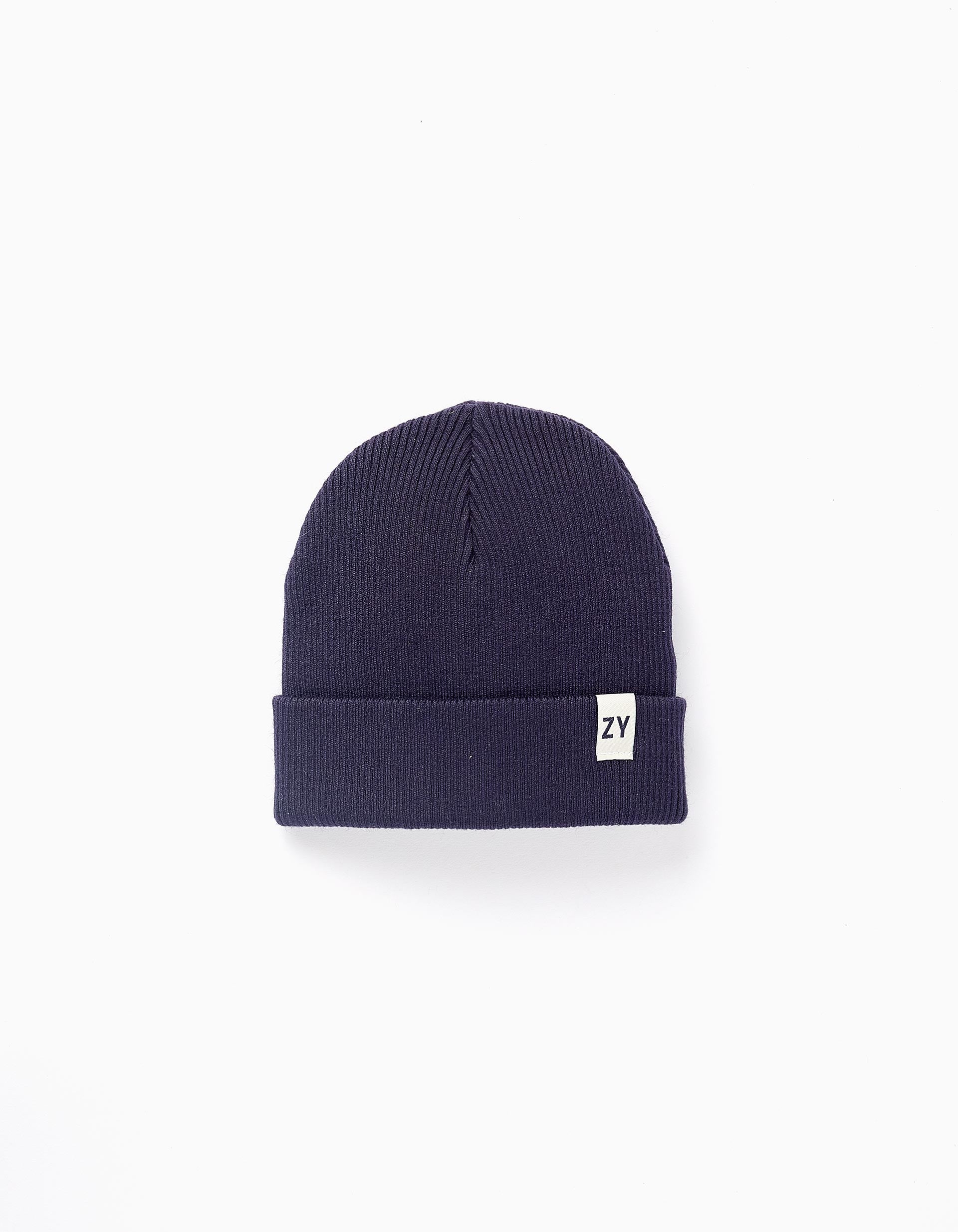 Ribbed Flexible Beanie for Boys, Dark Blue