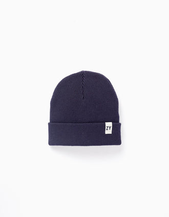 Bonnet Côtelé Flexible pour Garçon, Bleu Foncé
