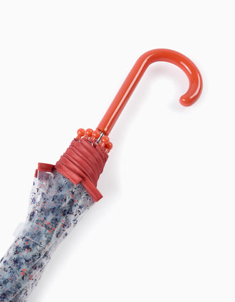 Parapluie pour Bébé et Fille 'Fleurs', Transparent/Orange