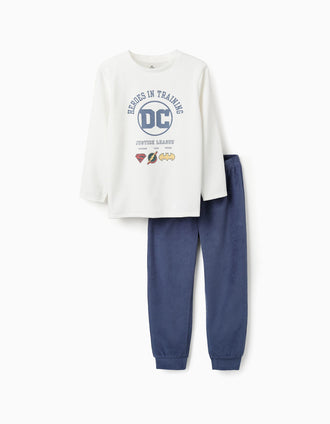 Pijama de Terciopelo para Niño 'Justice League', Blanco/Azul