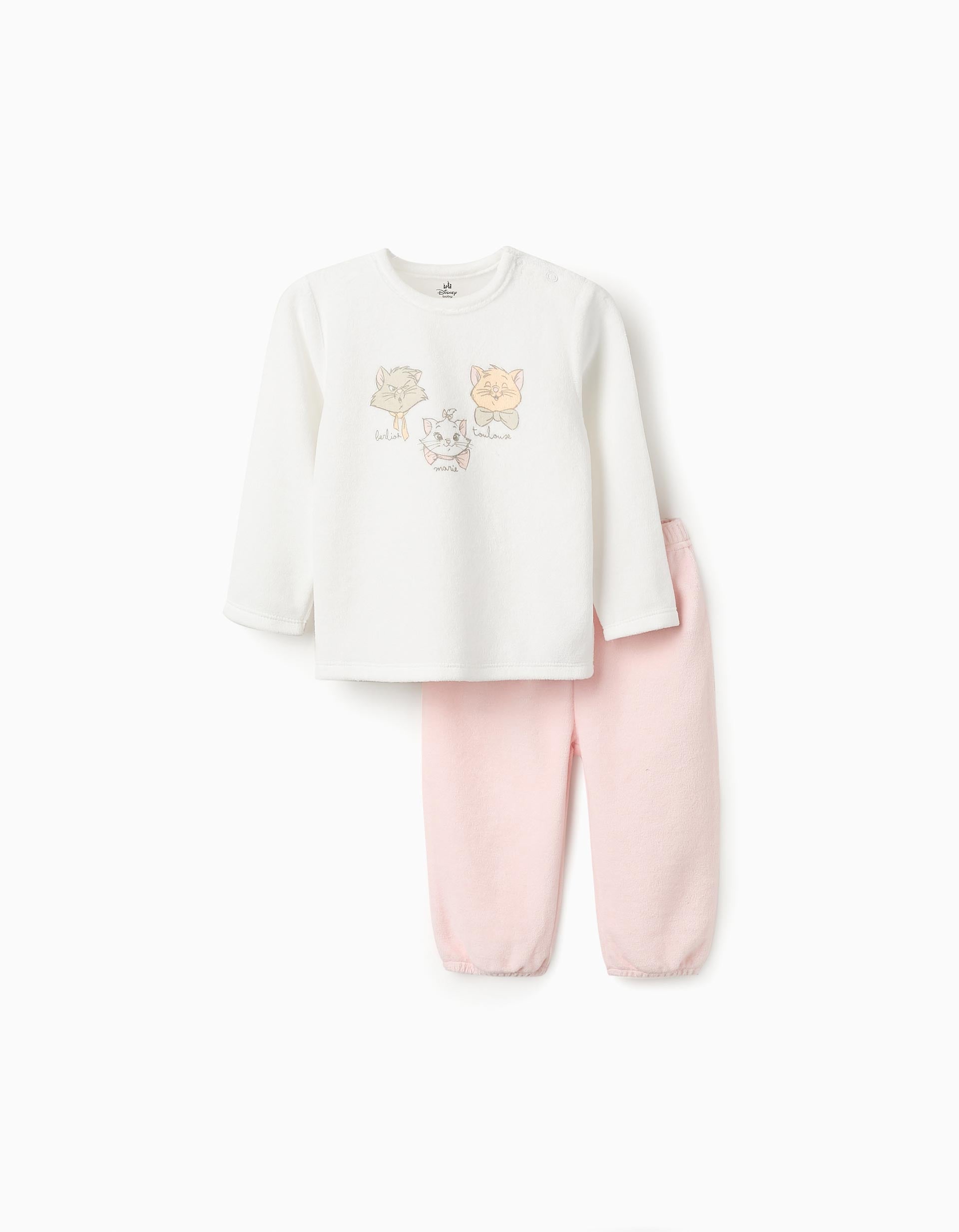 Velour Pyjama for Baby Girls 'Aristocats', White/Pink