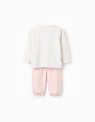 Pijama de Veludo para Bebé Menina 'Aristogatos', Branco/Rosa