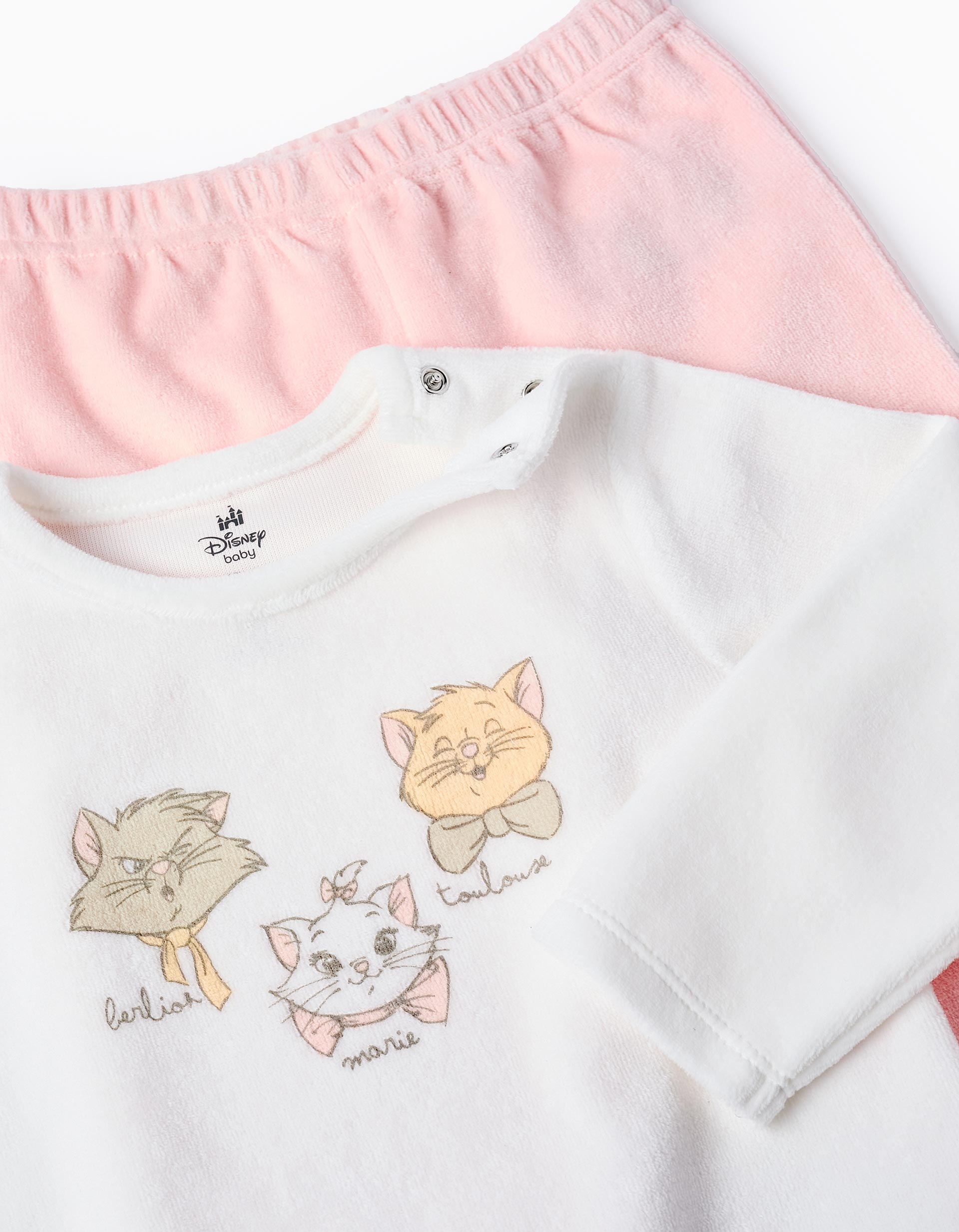 Velour Pyjama for Baby Girls 'Aristocats', White/Pink