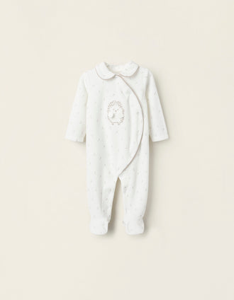 Babygrow de Veludo para Bebé 'Ouriço', Branco/Bege