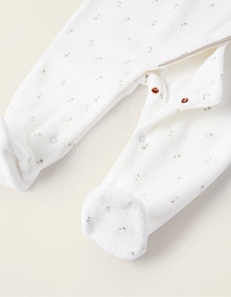 Babygrow de Veludo para Bebé 'Ouriço', Branco/Bege