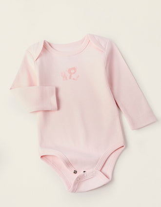Pack 4 Bodies de Manga Larga para Bebé Niña 'Bunny', Blanco/Rosa