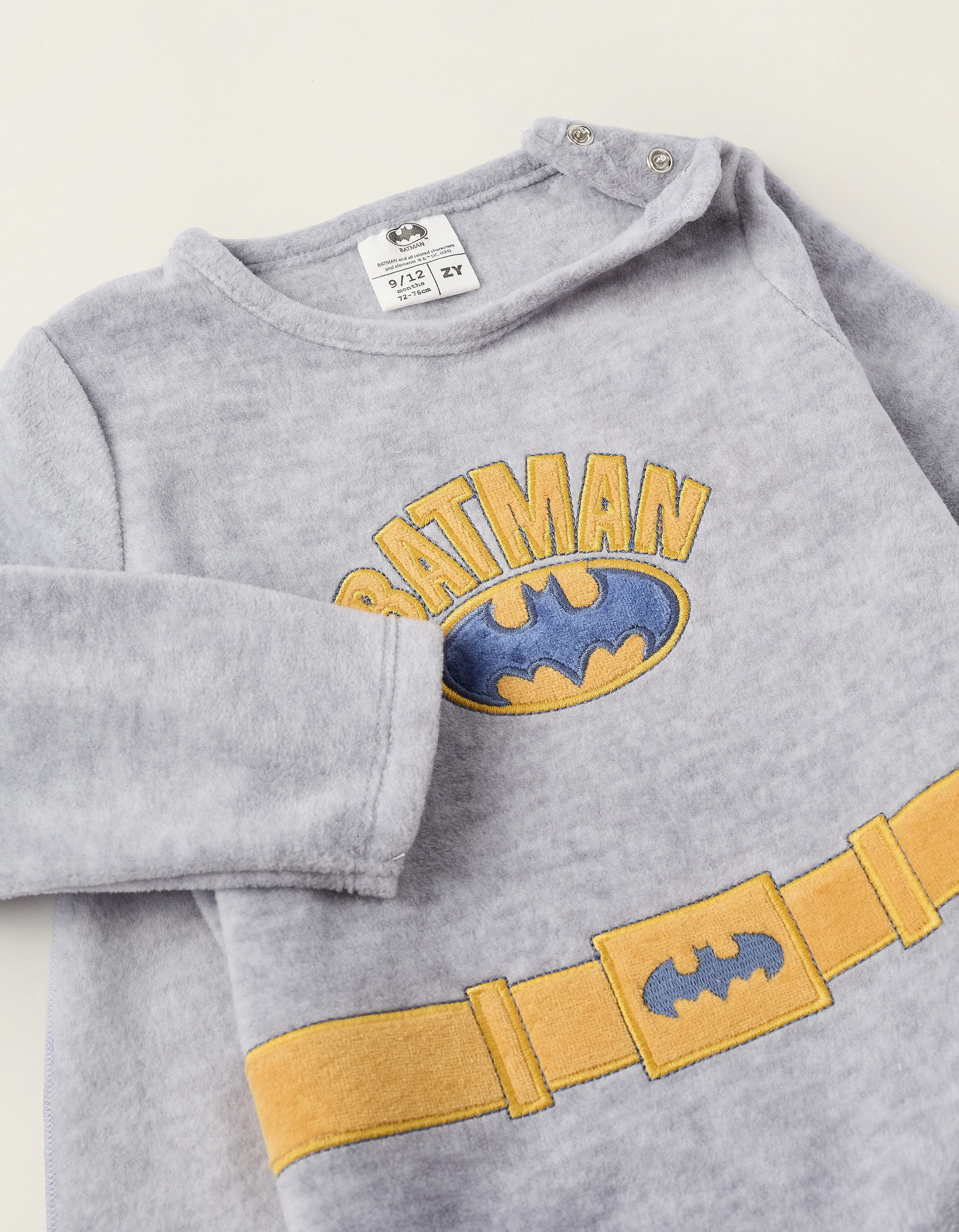 Polar Sleepsuit with Removable Cape 'Batman' for Newborn Boys, Grey