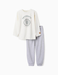 Pijama de Terciopelo para Niño 'Dino League', Blanco/Gris