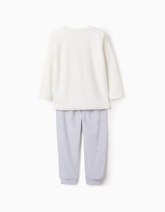 Pijama de Terciopelo para Niño 'Dino League', Blanco/Gris