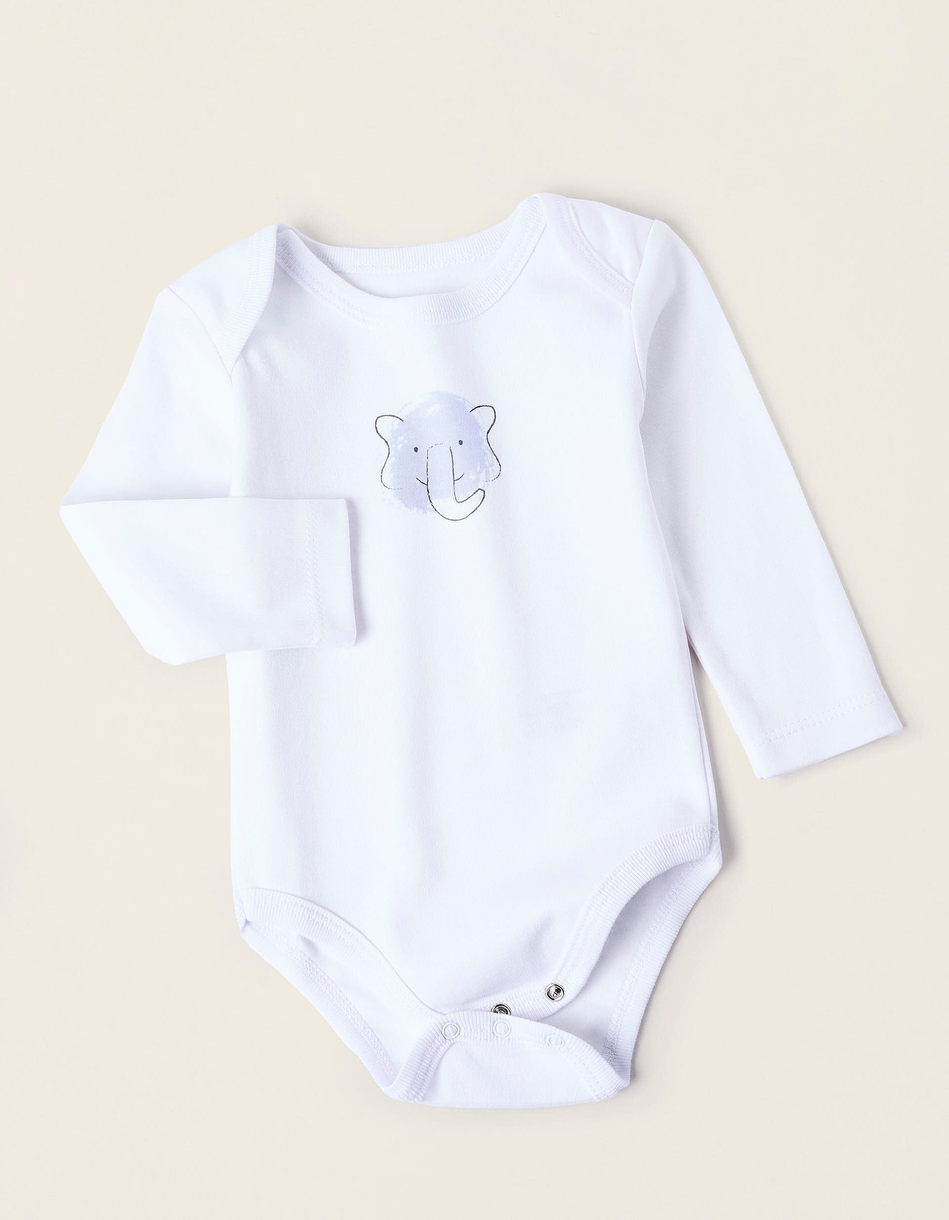 Pack of 4 Long Sleeve Bodysuits for Babies 'Animals', White