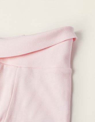 Pack 4 Pantalones con Pies en Algodón para Recién Nacida y Bebé, Blanco/Rosa
