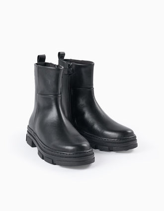 Botas de Piel para Niña, Negro