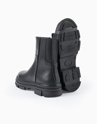 Botas de Piel para Niña, Negro