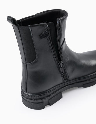 Botas de Piel para Niña, Negro