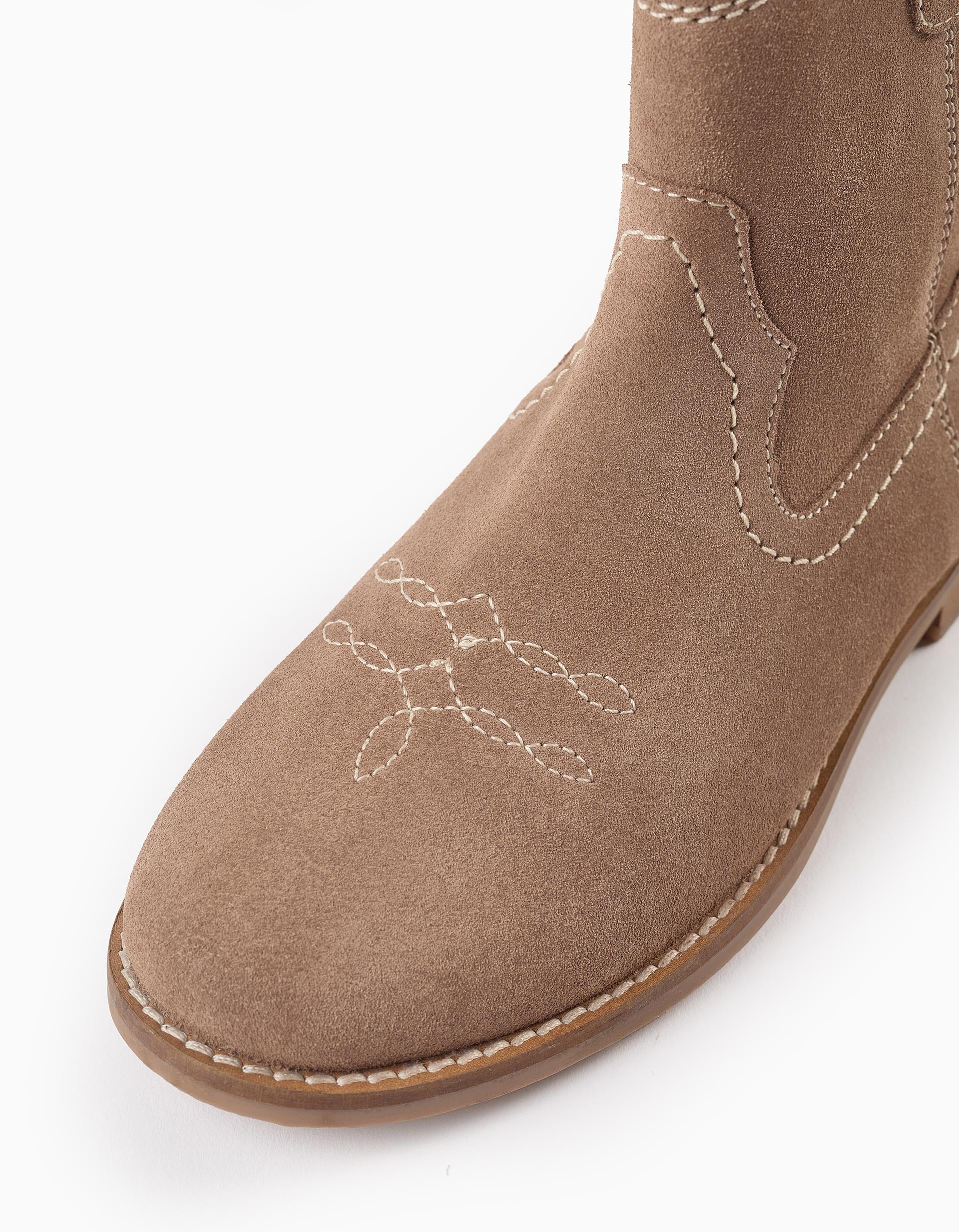 Suede Cowboy Boots for Girls, Beige