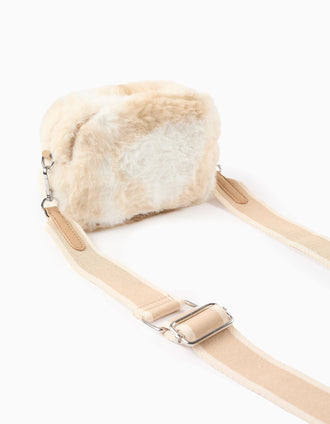 Bolsa a Tiracolo de Pelo Sintético para Bebé e Menina, Bege