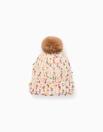 Gorro com Pompons para Menina, Multicolor