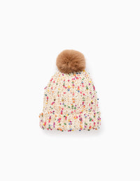 Gorro com Pompons para Menina, Multicolor