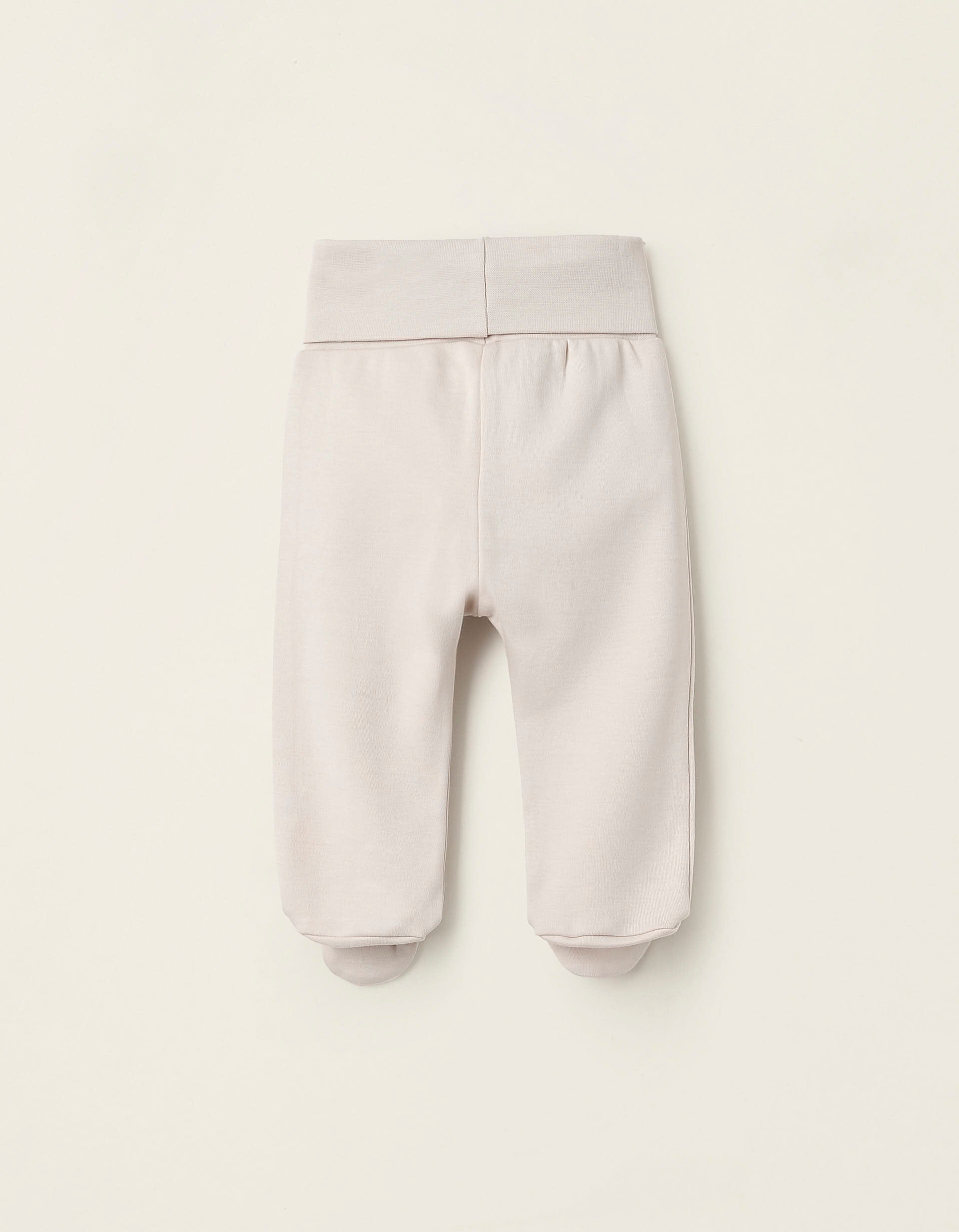 Pack of 4 Footed Trousers for Babies 'Hedgehog', White/Beige