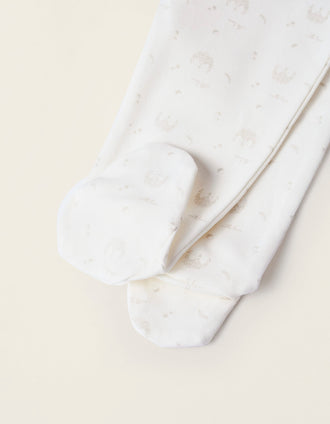 Pack 4 Pantalones con Pies para Bebé 'Erizo', Blanco/Beige