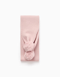 Bufanda con Textura y Pompones para Bebé y Niña, Rosa