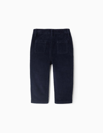 Pantalon en Velours Côtelé pour Bébé Garçon, Bleu Foncé