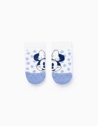 Chaussettes Antidérapantes pour Bébé Fille 'Minnie', Blanc/Bleu