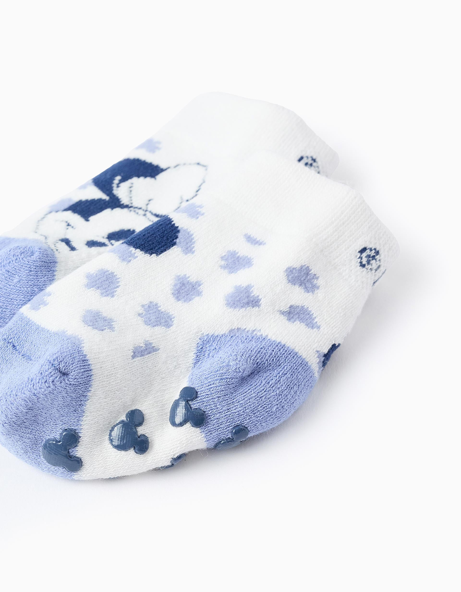 Non-slip Socks for Baby Girls 'Minnie', White/Blue