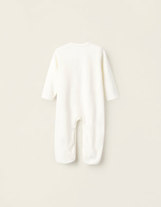 Babygrow de Veludo para Bebé Menina 'Urso', Branco/Rosa