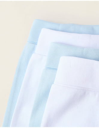 Pack 4 Calças com Pés para Bebé Menino, Branco/Azul