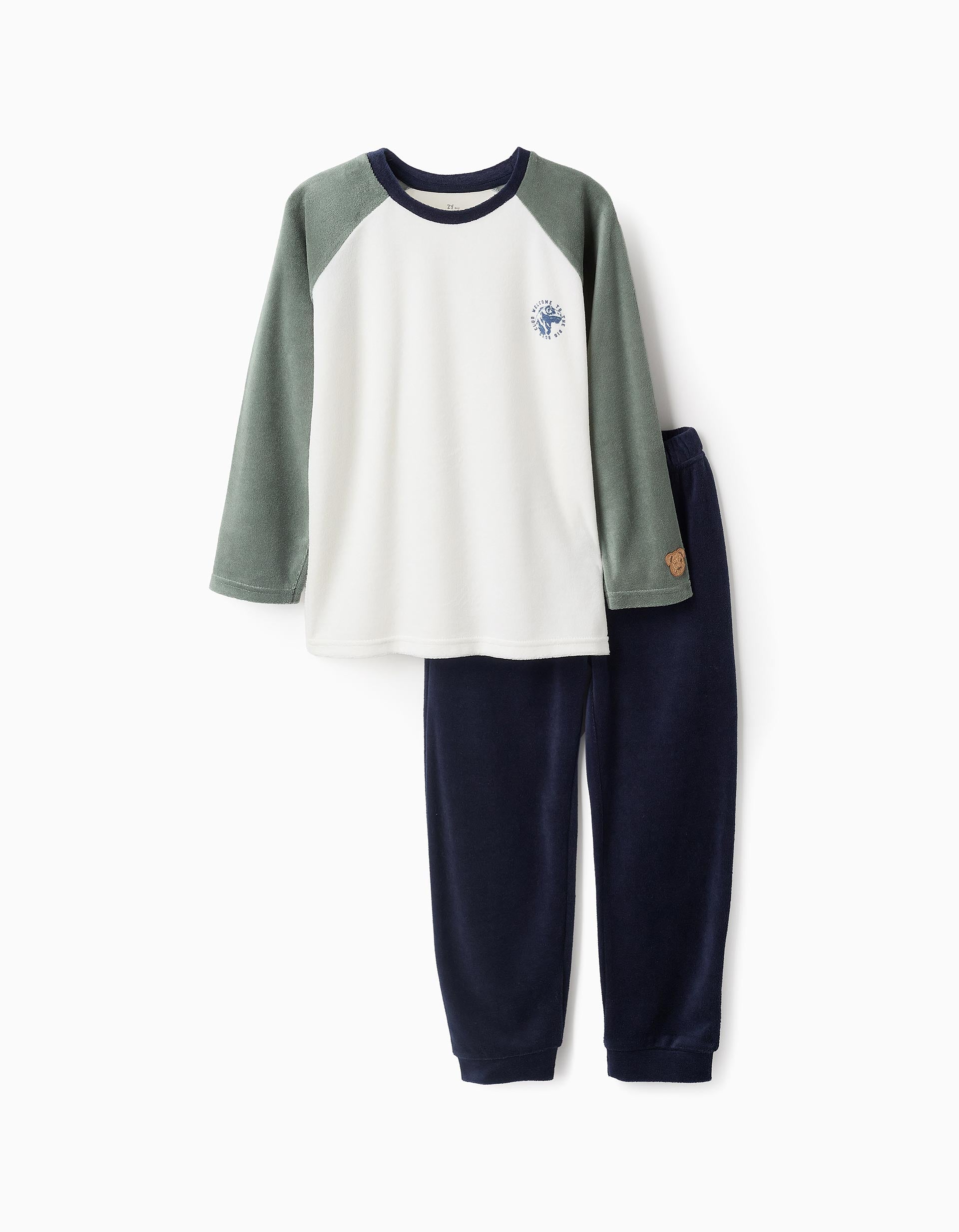 Velours Pyjama for Boys 'Big Boys Club', Green/Blue/White